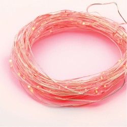 100 LED λαμπάκια 2,25W σε σειρά με κόκκινο χρώμα & χρονοδιακόπτη  με ασημί καλώδιο χαλκού  IP44 μήκους 10m